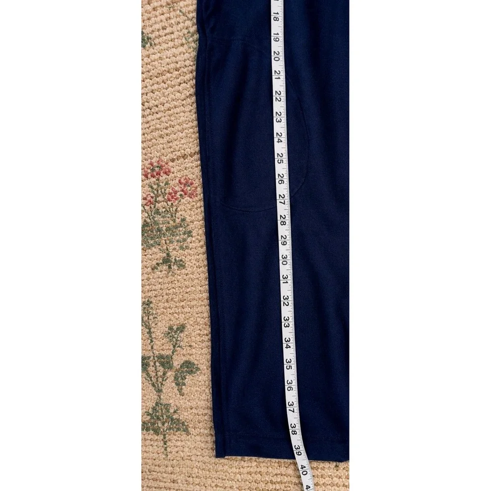 J.Jill XL Navy Knit Midi Dress Soft Subtle Puff Sleeve Pockets Soft Casual